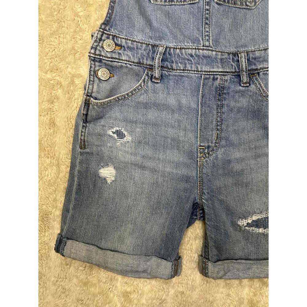 GAP Kids distressed denim cuffed short overalls/shortalls Size Large (10-11) - Picture 7 of 11